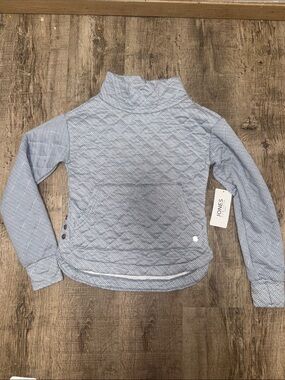 Jones New York Light Blue Quilted Mock Neck Pullover